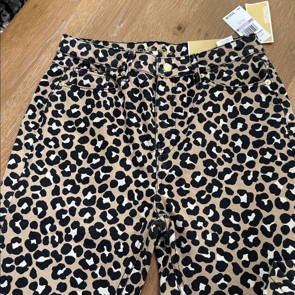 Michael Kors Khaki Leopard Print Jeans - Picture 1 of 5